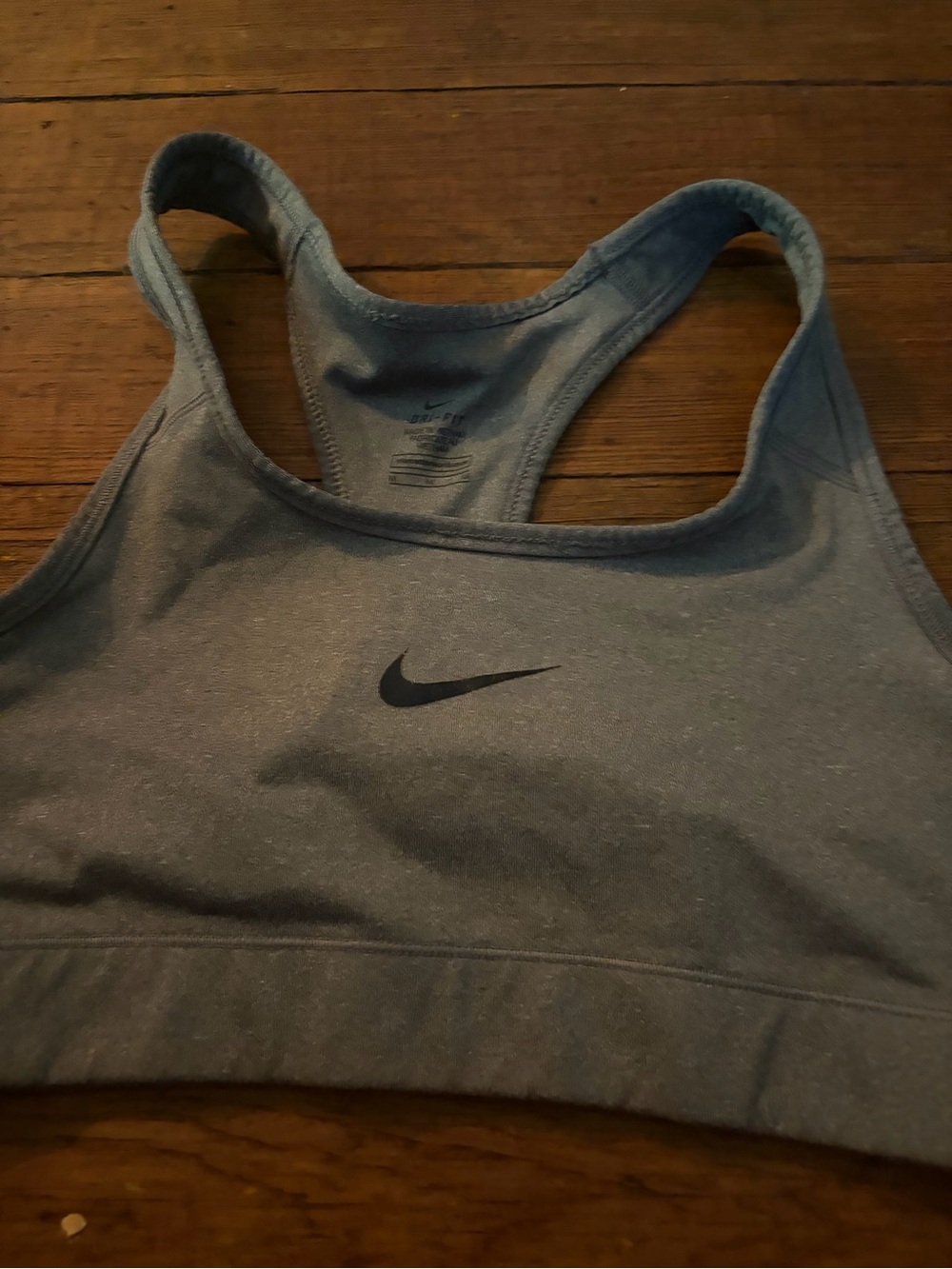 Nike Heather Slate Racerback Sports Bra - Slate Blue
